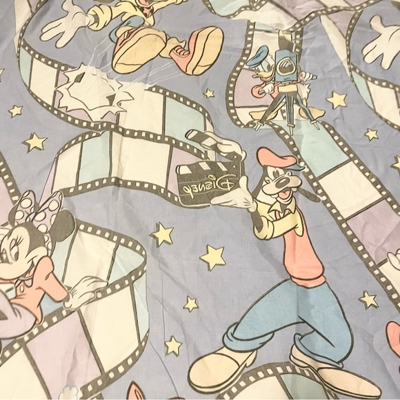 Vintage Mickey Mouse and Friends Twin Flat Sheet Hollywood Film Goofy Minnie - Picture 11 of 16